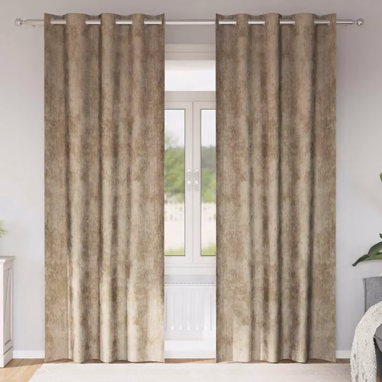 Set di 2 tendine in velluto vidaXL beige con oscuramento e isolamento termico, H: 225 cm x L: 140 cm