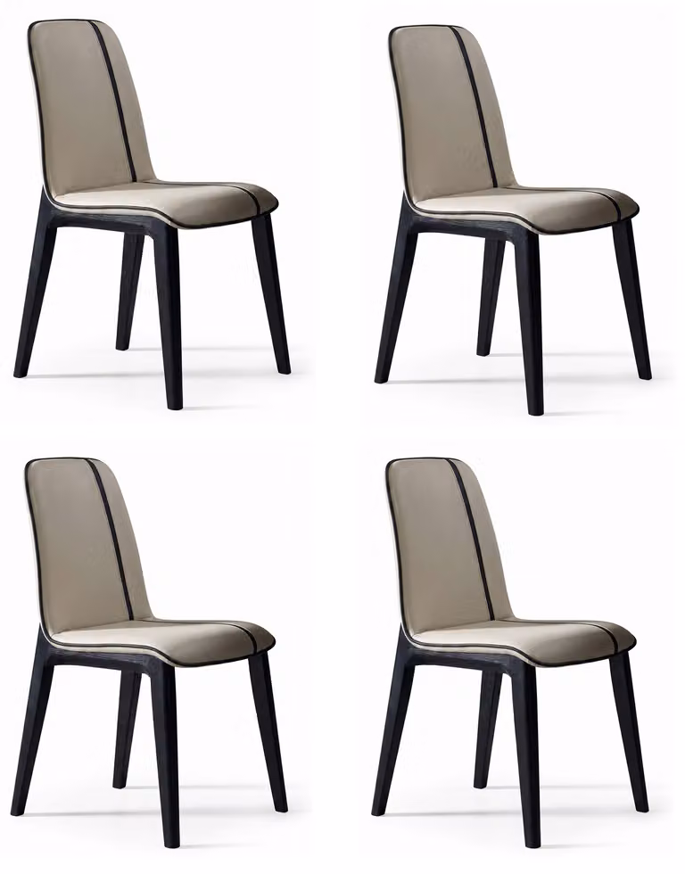 Set di 4 sedie da pranzo Skandi, rivestite in ecopelle beige, con struttura in legno