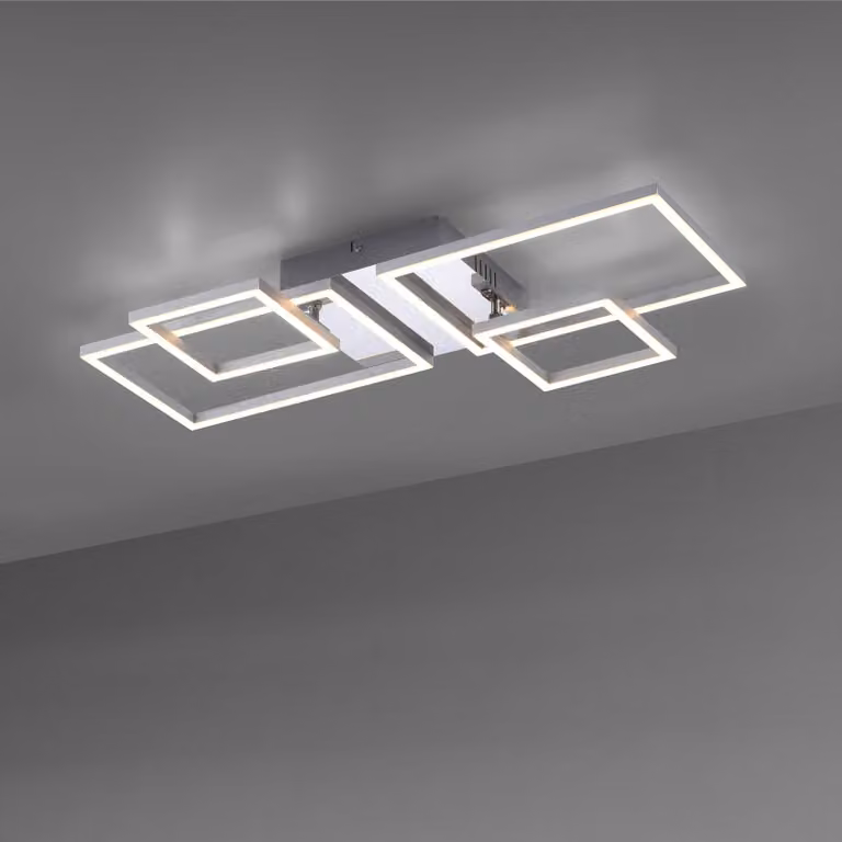 JUST LIGHT. GmbH Plafoniera a LED Iven, Alluminio / Grigio / Zincato, Camera da letto, Metallo, Plafoniera LED