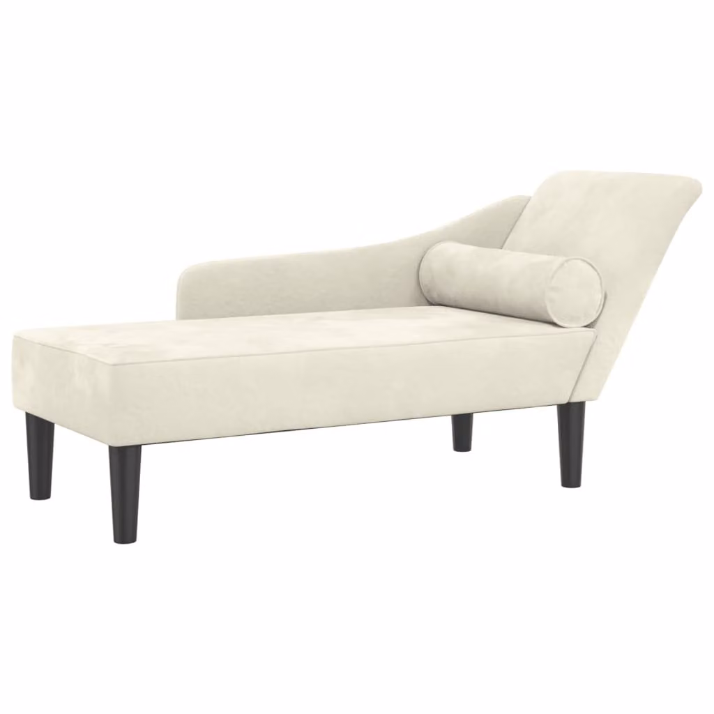 Chaise Longue con Cuscini Crema in Velluto