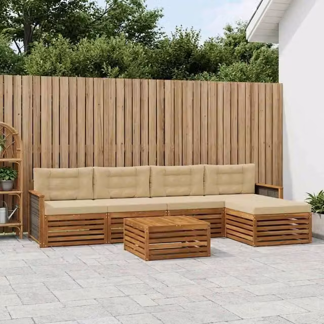 Set di divani da esterno 6 pz Naturale e Beige 3383261