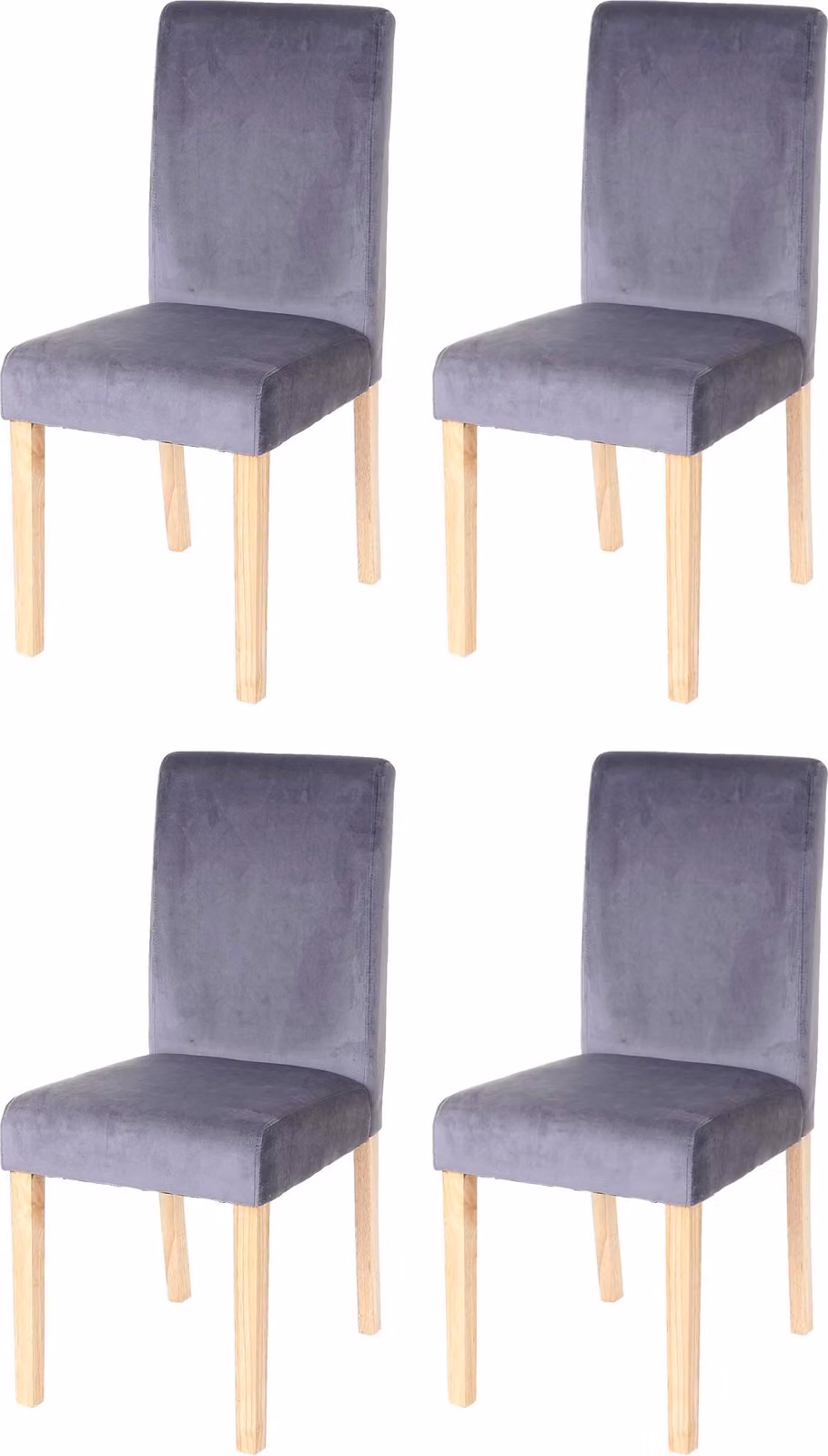 Set di 4 sedie da sala da pranzo Sedie da cucina classiche e intramontabili | A x L x P 90 x 43 x 56 cm | Altezza seduta 45 cm | Velluto MVG | Gambe chiare | Grigio