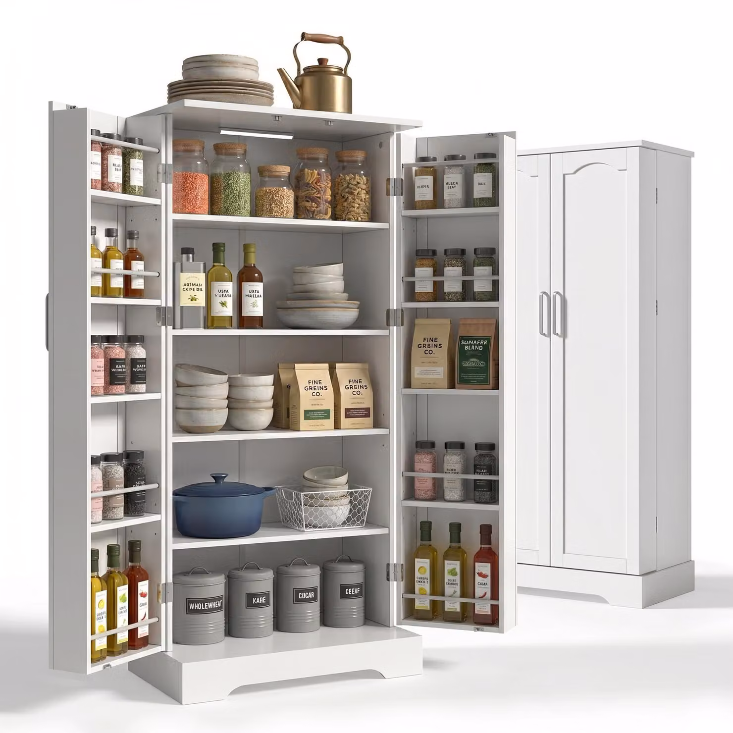 MobileR: Armadietto alto per cucina, armadietto alto da 60 x 35 x 128 cm, bianco, MDF