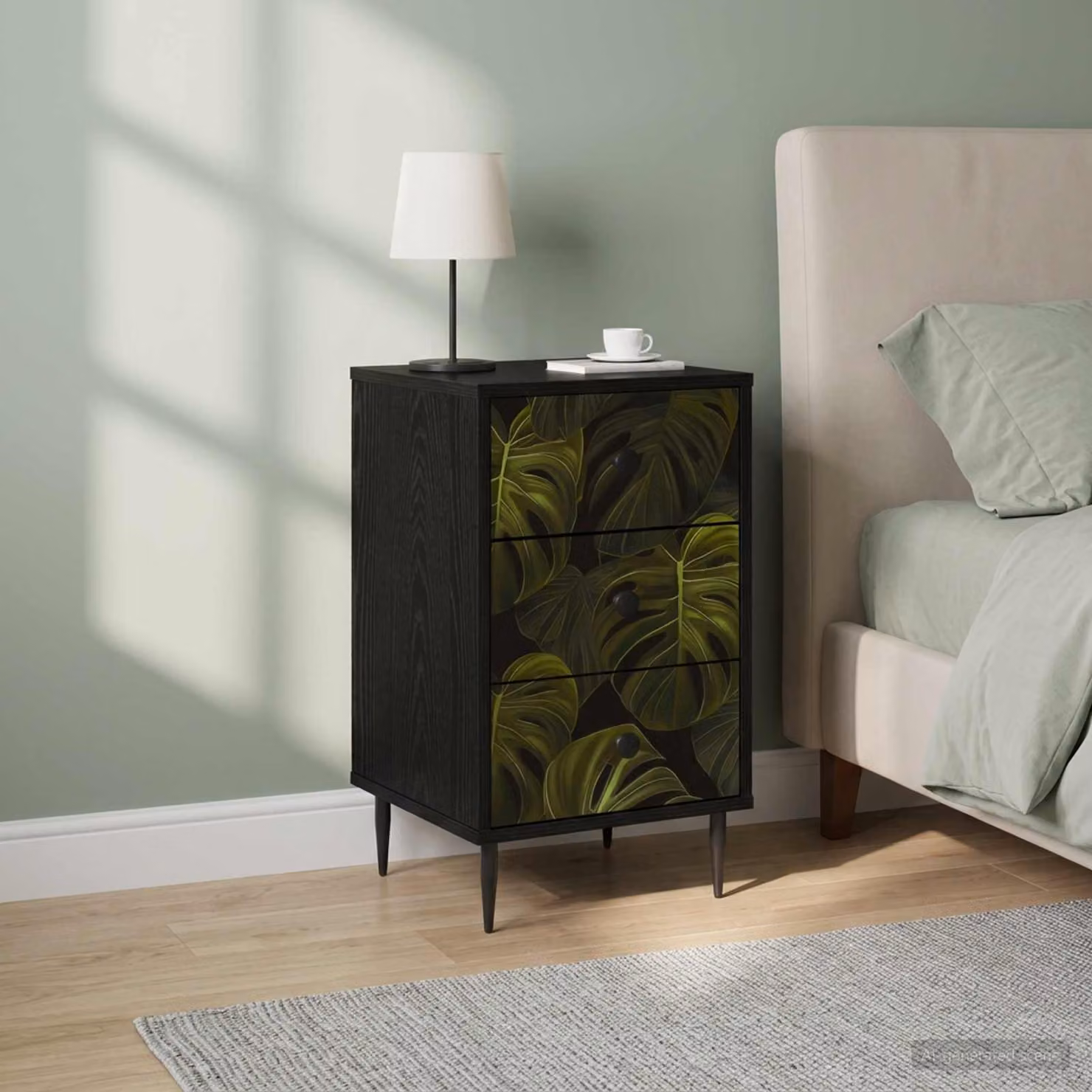 Set di 2 Armadi da Notte vidaXL ELBURG in Rovere Nero, Design Moderno, L/P/H: 36 x 33 x 61 cm