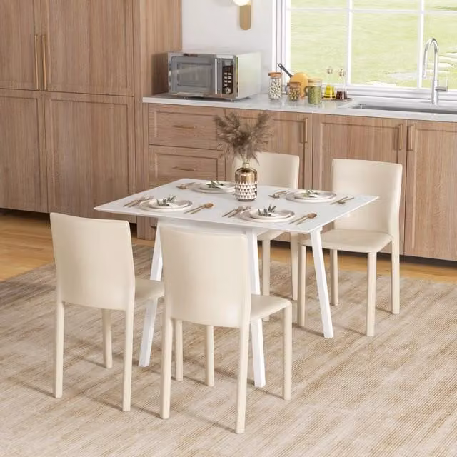 Tavolo da pranzo pieghevole WISHDOR in legno di pino oliato, bianco, L: 110 cm, P: 86 cm, H: 75 cm – 1
