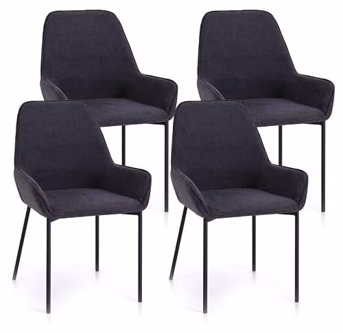 Giordanoshop Set 4 Sedie 54x53x89 cm in Similpelle Grigio Scuro