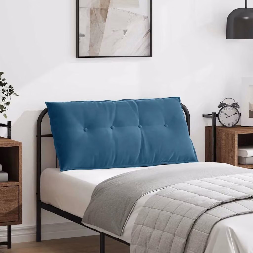 vidaXL Cuscino per Schiena Blu in Tessuto di Velluto a Costine con Rivestimento Rimovibile L: 100 cm, P: 50 cm