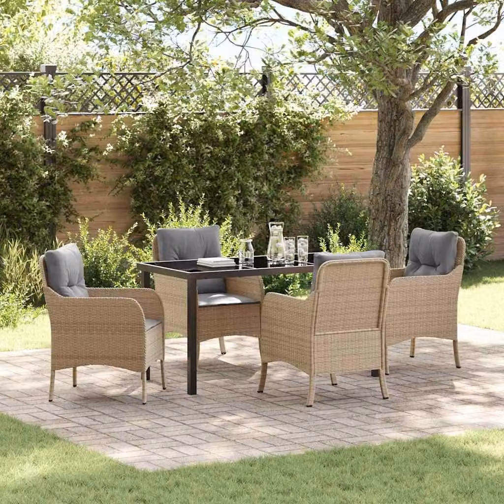 Maison Exclusive - Set da pranzo per esterno, 5 pezzi, rattan sintetico beige