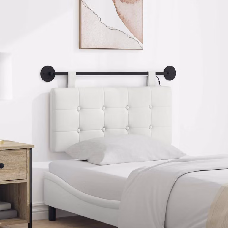 Testiera sospesa vidaXL con luce LED integrata in similpelle bianca e design moderno