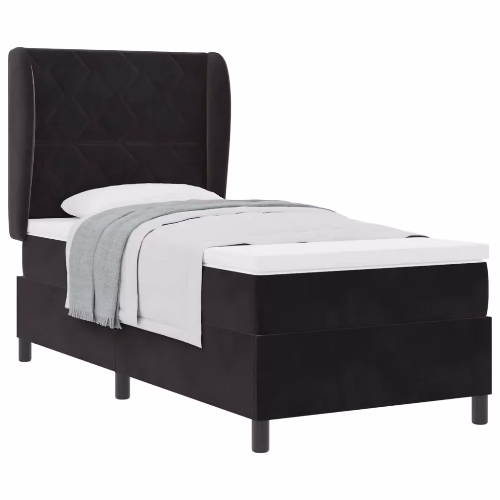 Letto ibrido con testiera in velluto nero vidaXL L/P: 190 x 90 cm – 2