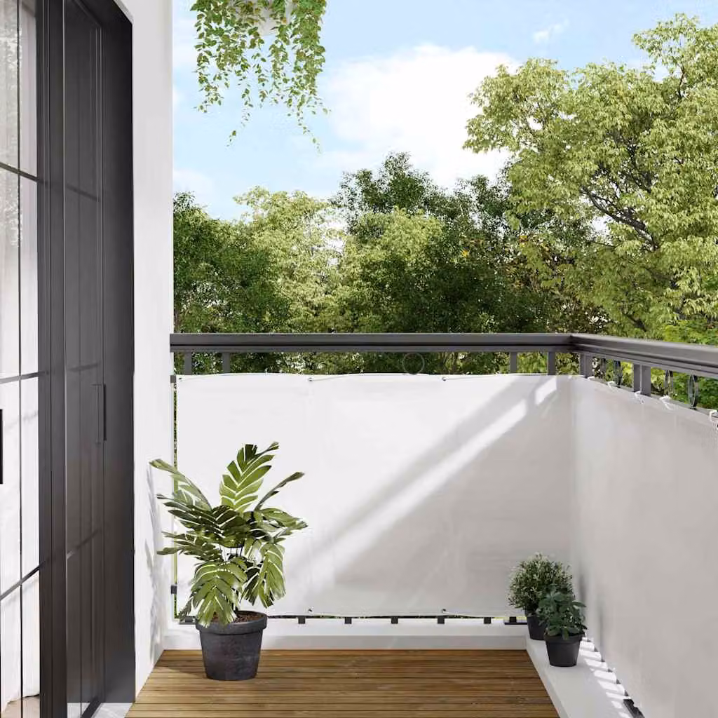 Paravento da balcone vidaXL Bianco in Poliestere Oxford con morsetti L: 800 cm, H: 90 cm