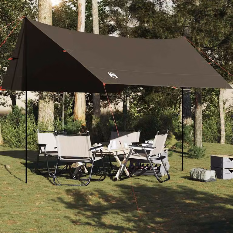Telone da Campeggio Impermeabile vidaXL in Poliestere Marrone L: 462 cm, P: 306 cm, H: 211 cm