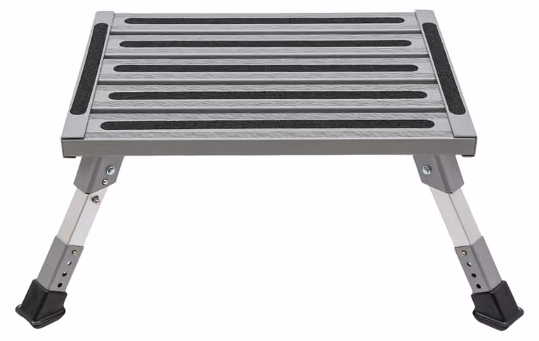 Scala pieghevole, versatile, con altezza regolabile, colore argento