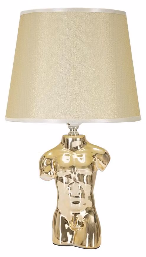 Lampada da Comodino Glam Man 25x42,5x25 cm in Vetroceramica Oro