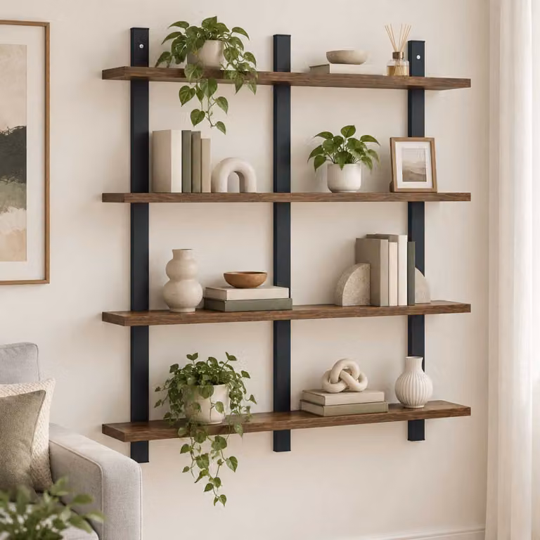 Scaffale da parete moderno vidaXL in rovere fumo L: 79.5 cm, P: 13.5 cm, H: 80 cm