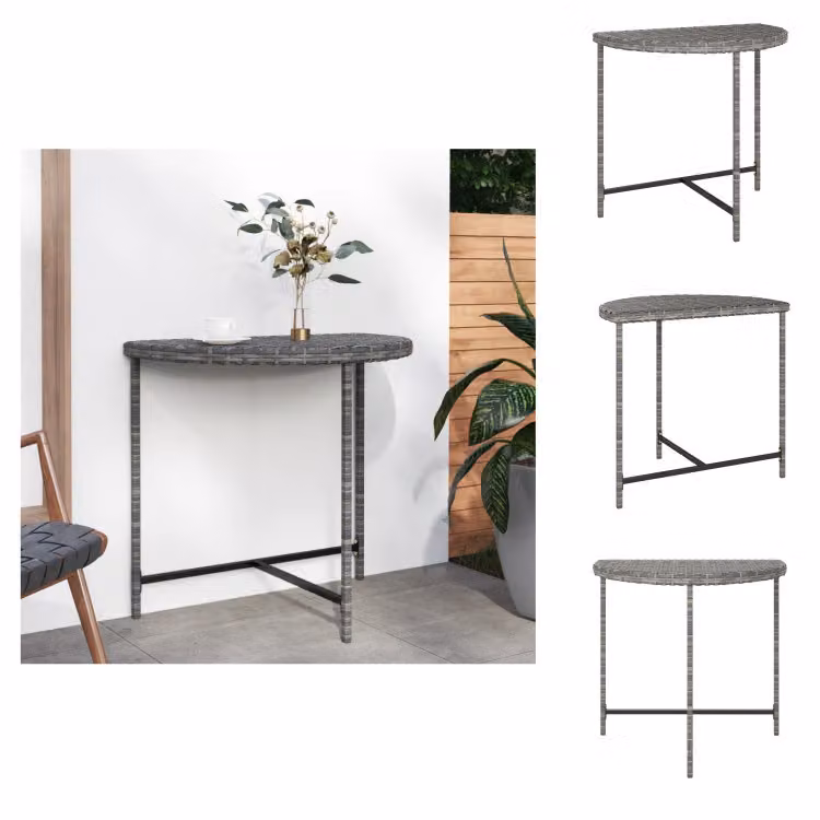 vidaXL Tavolo da giardino grigio 80x50x75 cm in poly rattan - Tavoli da giardino