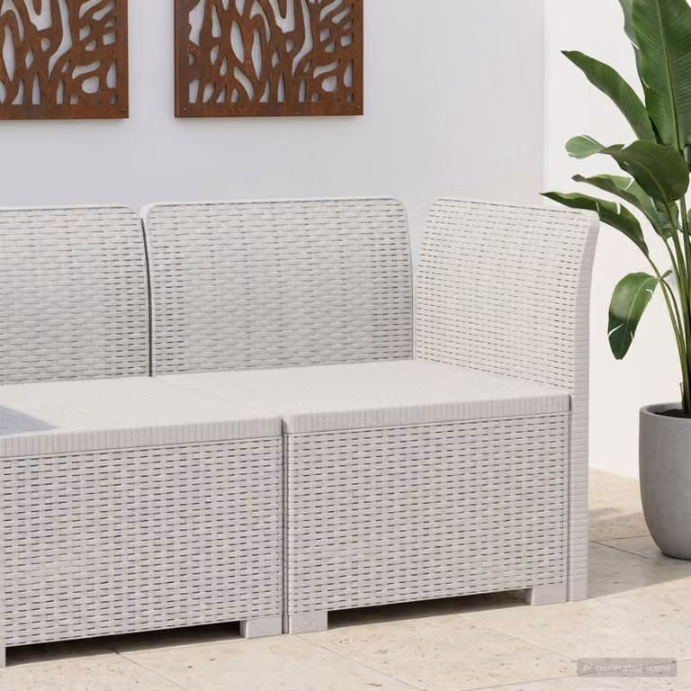 Divano da giardino singolo vidaXL in rattan bianco moderno per esterno