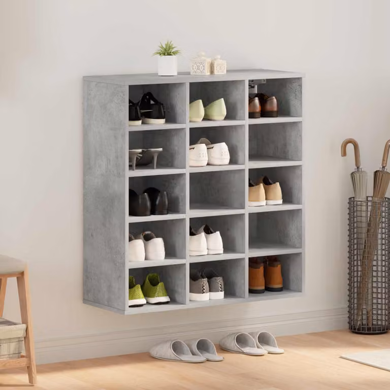 Scarpiera moderna vidaXL grigia in MDF con ripiani piatti L: 77,5 cm, P: 30 cm, H: 83,5 cm
