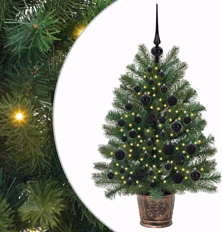 Albero di Natale artificiale con 150 LED verdi da 95 cm in PE e PVC