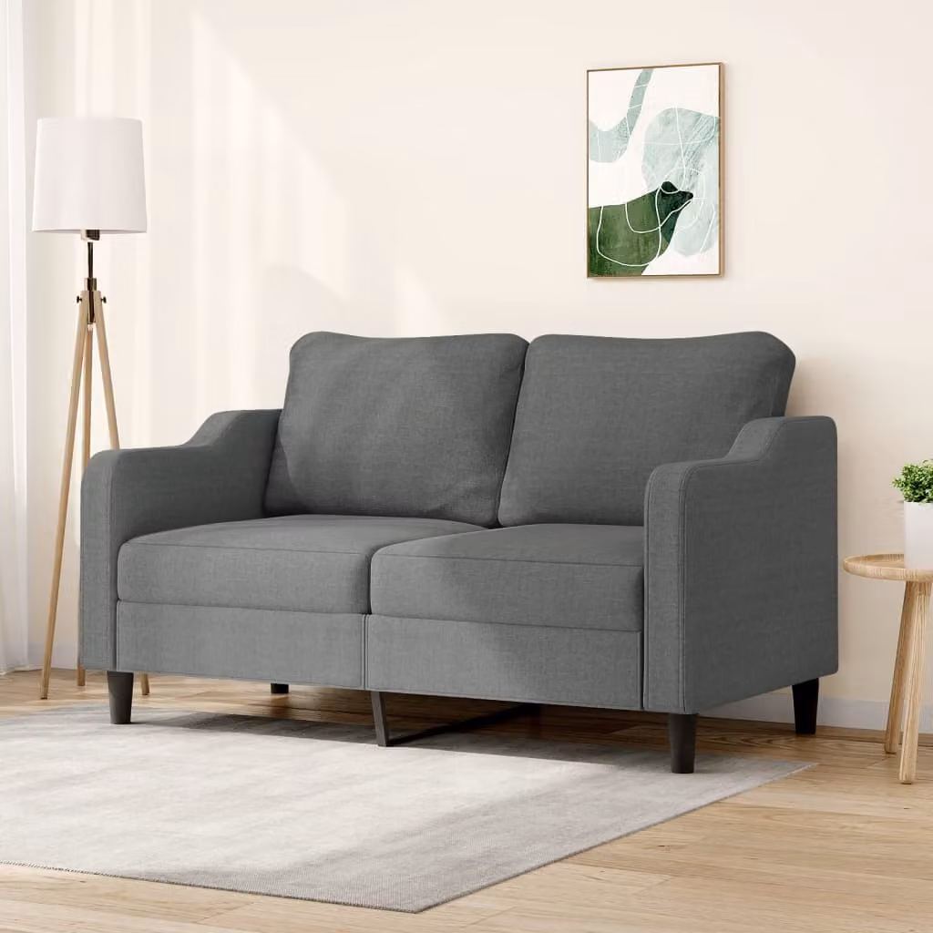 vidaXL Divano a 2 Posti Moderno in Tessuto Grigio con Struttura in Metallo