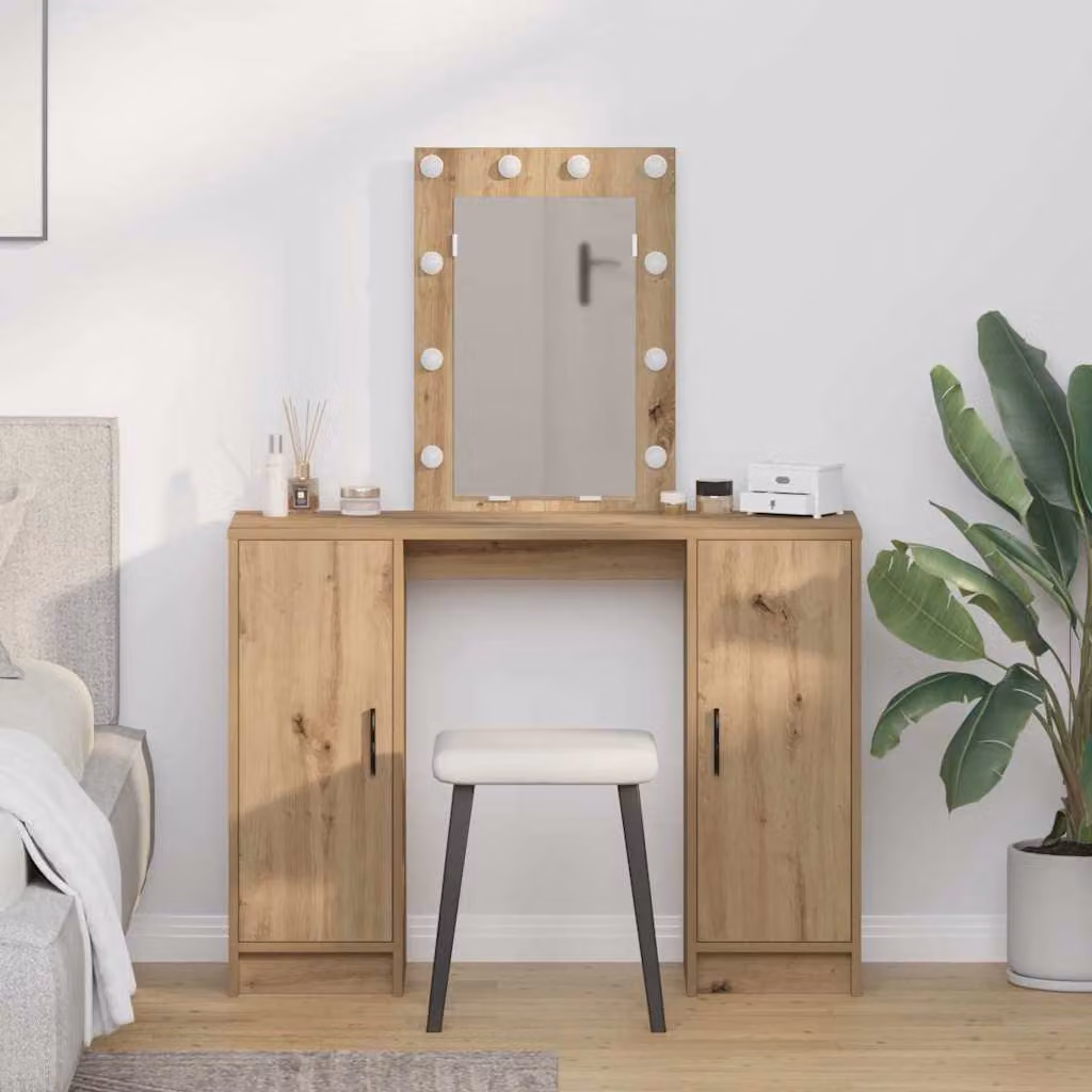vidaXL Tavolo da Trucco Moderno in Legno Marrone L: 102 cm, P: 33 cm, H: 135 cm