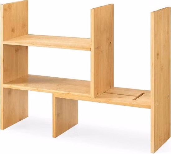 Organizzatore regolabile in legno di bambù marrone per ufficio o cucina