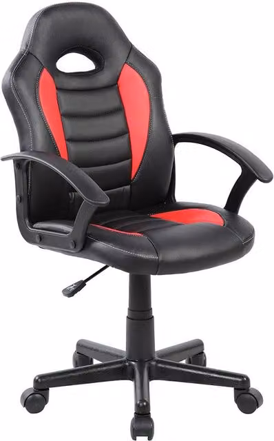 Sedia da Gaming Ergonomica TOSINI per Bambini in Similpelle Nero e Rosso L: 55 cm, P: 56 cm, H: 99,5 cm