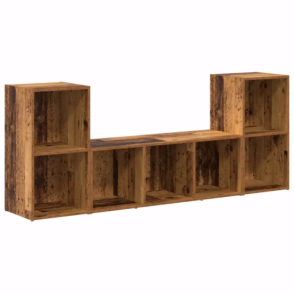 Set di 3 mobili TV moderni vidaXL in legno multistrato marrone, sospesi a parete per soggiorno, L: 107 cm, P: 35 cm, H: 37 cm – 2