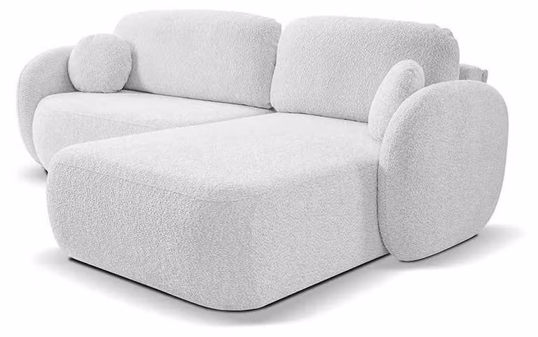 Divano angolare con funzione letto, modello Olemo, lato destro, colore Perlasche