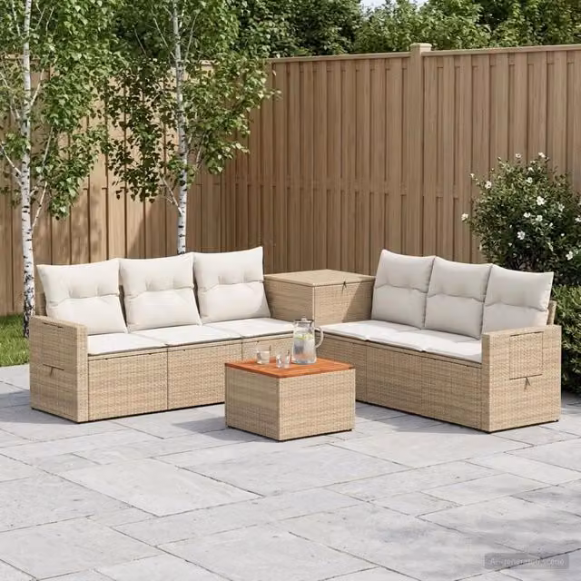 Set di divani 8 pz Beige e Bianco Crema 55 x 55 x 37 cm 3448396