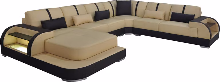 Leder Couch Polster Sitz Eck Garnitur Moderne Design Sofas Wohnlandschaft U-Form