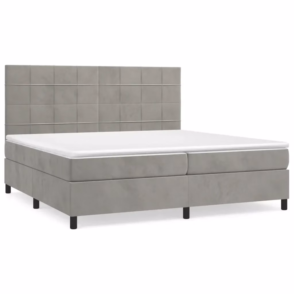 Letto Ibrido con Giroletto a Molle e Materasso vidaXL in Velluto Grigio e Bianco L/P/H: 200 x 200 x 31 cm – 2