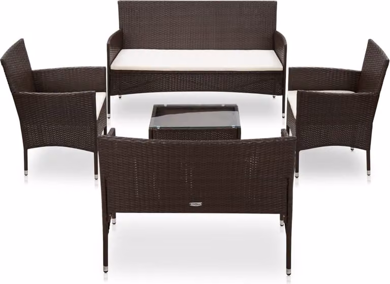 Maison Exclusive - Set da giardino da 5 pezzi con cuscini in polyrattan marrone