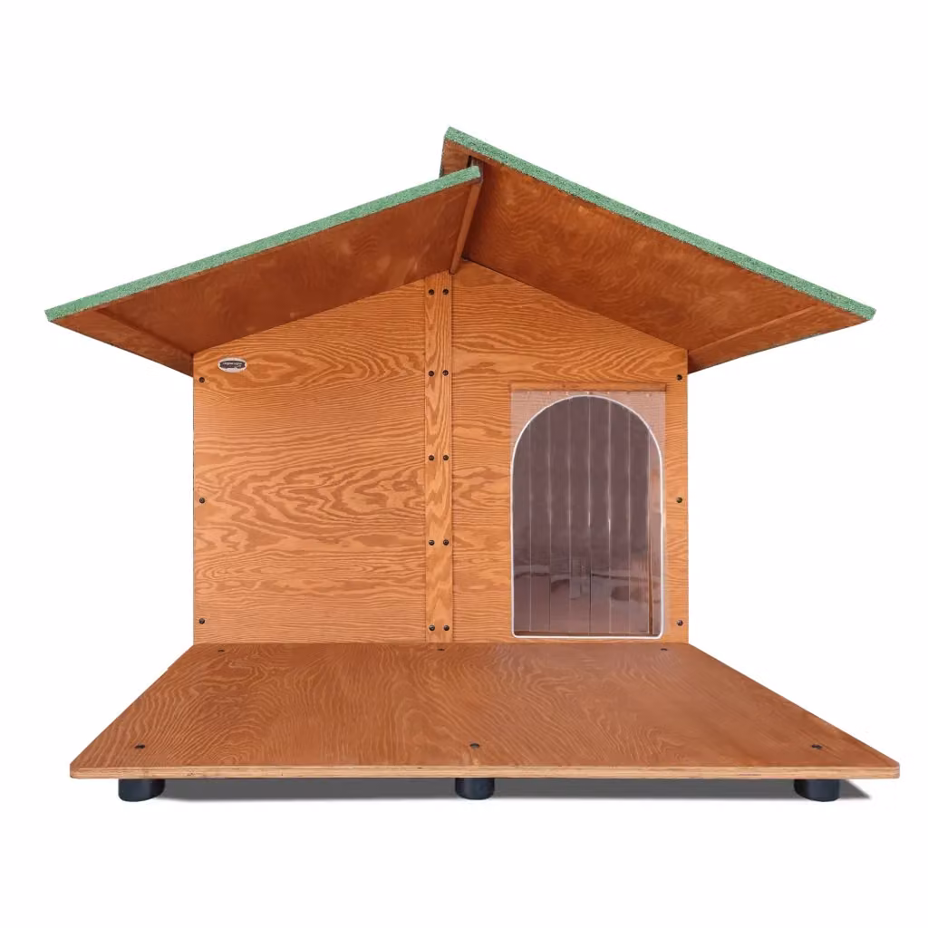 Cuccia da esterno in legno Original Legno Italia Modello 4XL Gigante con pensilina e davanzale, L: 150 cm, P: 190 cm, H: 115 cm – 2
