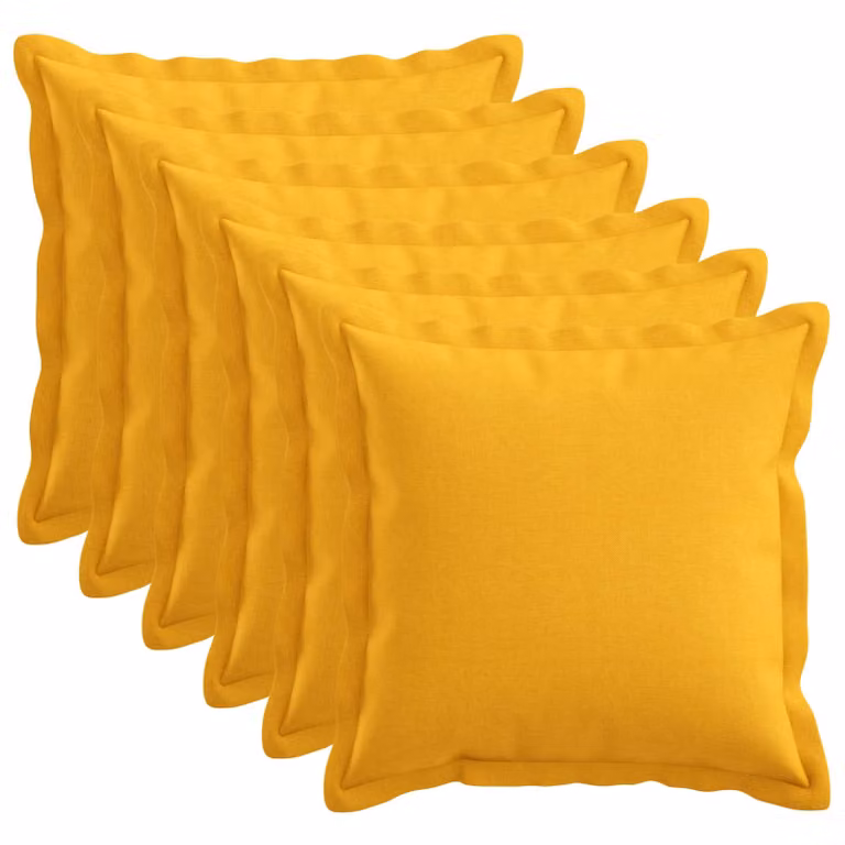 Set di 6 cuscini vidaXL HOUTEN Giallo Chiaro in Lino con fodera lavabile