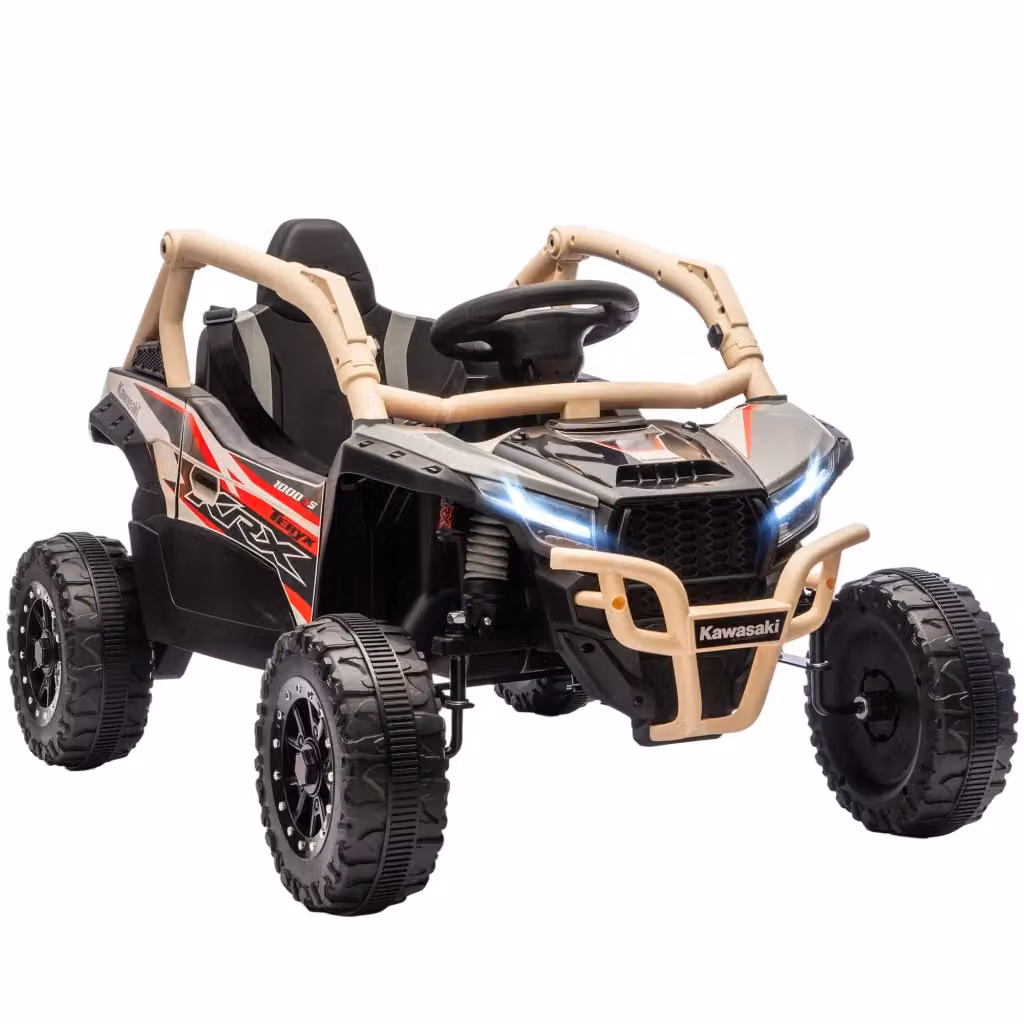 Macchina Elettrica Fuoristrada Kawasaki 12V con Telecomando e Musica, Giallo – 2