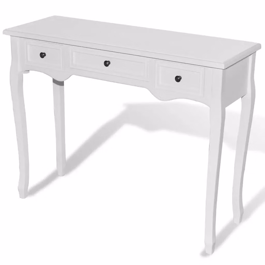 Tavolo Consolle da Trucco con 3 Cassetti vidaXL Bianco Moderno in Legno e MDF – 2