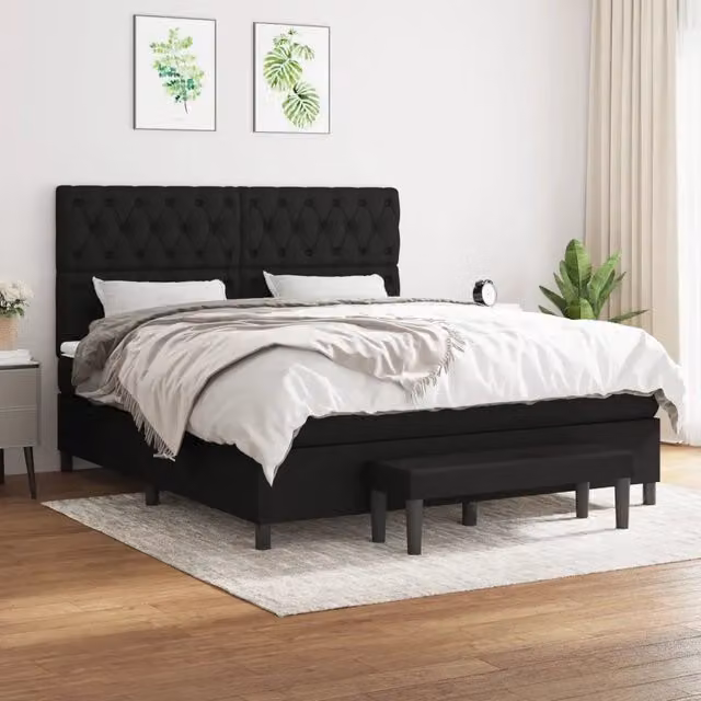 Letto Ibrido con Giroletto a Molle e Materasso vidaXL, Colore Nero e Bianco, L/P/H: 160 x 200 x 128 cm – 1