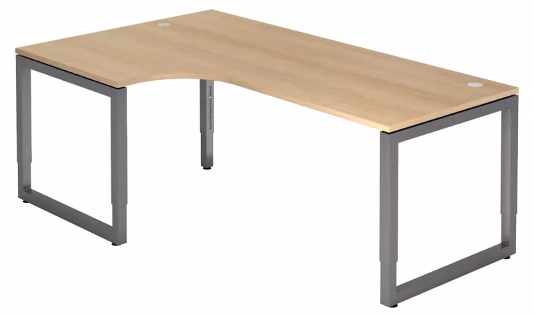 bümö Scrivania Serie-R - Struttura: grafite, dimensioni: scrivania angolare 200 x 120 cm, decorazione: rovere