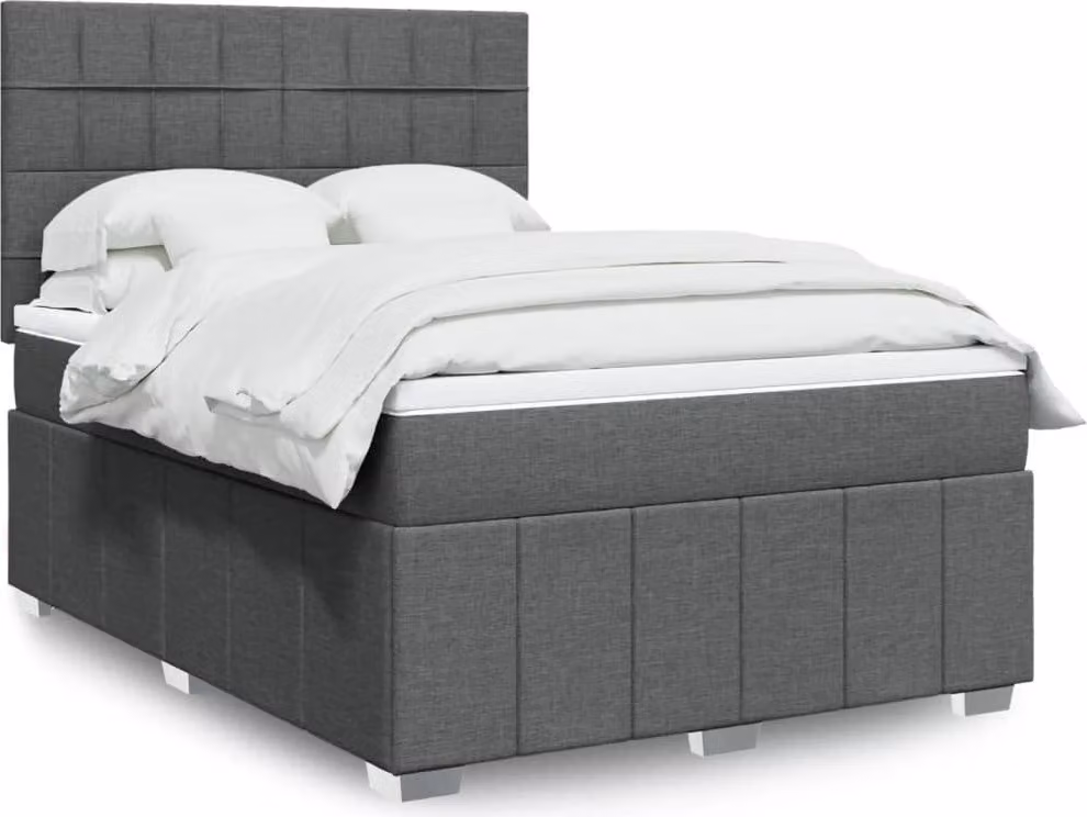 Maison Exclusive - Giroletto a Molle con Materasso Grigio Scuro 140x200cm Tessuto