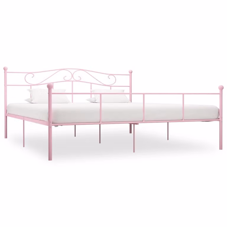 The Living Store Rete da letto in metallo rosa 180x200 cm