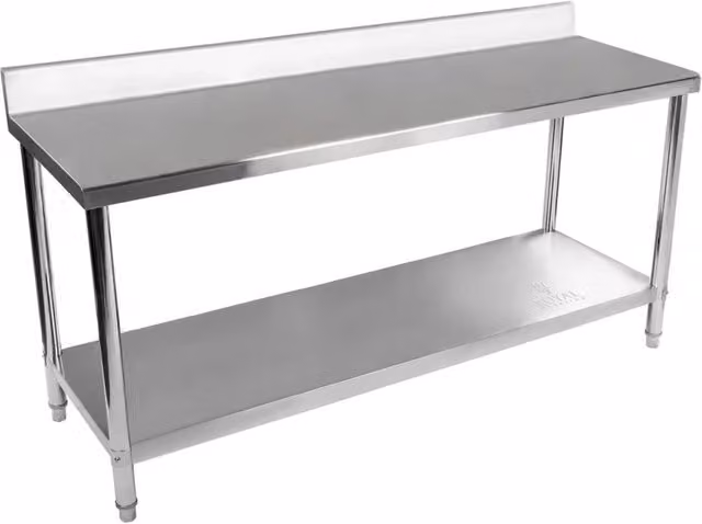 Tavolo da lavoro in acciaio inox con alzatina 180 x 60 cm portata 170 kg 14_0003670