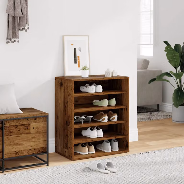 Mobile porta scarpe vidaXL in legno stile rustico marrone L 60 x P 35 x H 70 cm