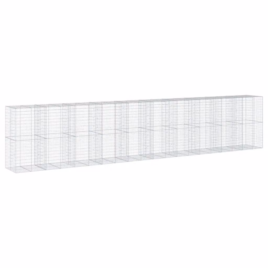 Cesto Gabbione con Copertura vidaXL in Acciaio Zincato Grigio L: 1000 cm, P: 100 cm, H: 200 cm – 2
