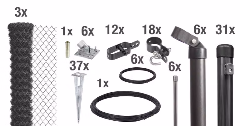 Alberts 631550 Recinzione in rete metallica come set completo di recinzione, con manicotto a terra carrabile, antracite metallizzato, altezza 100 cm, lunghezza 75 m