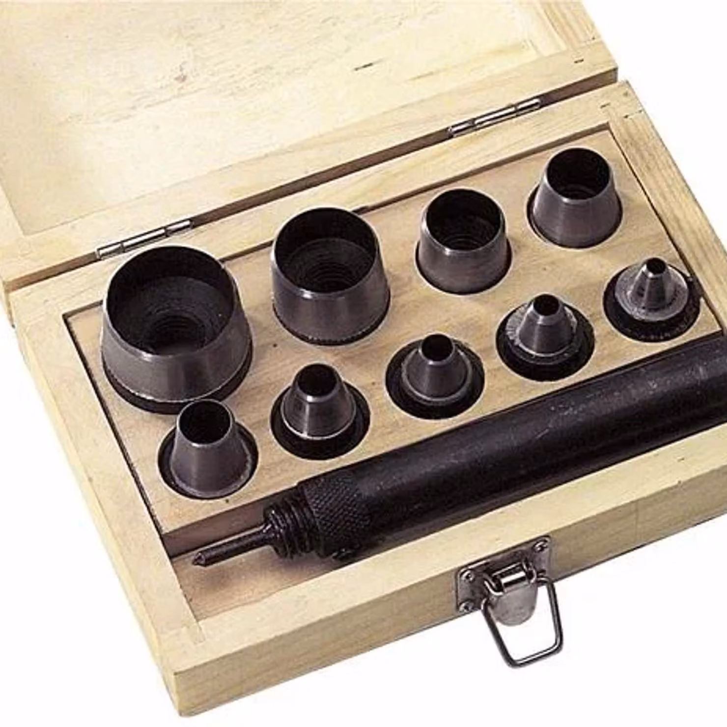 Set di perforatori in scatola di legno, 10 pezzi