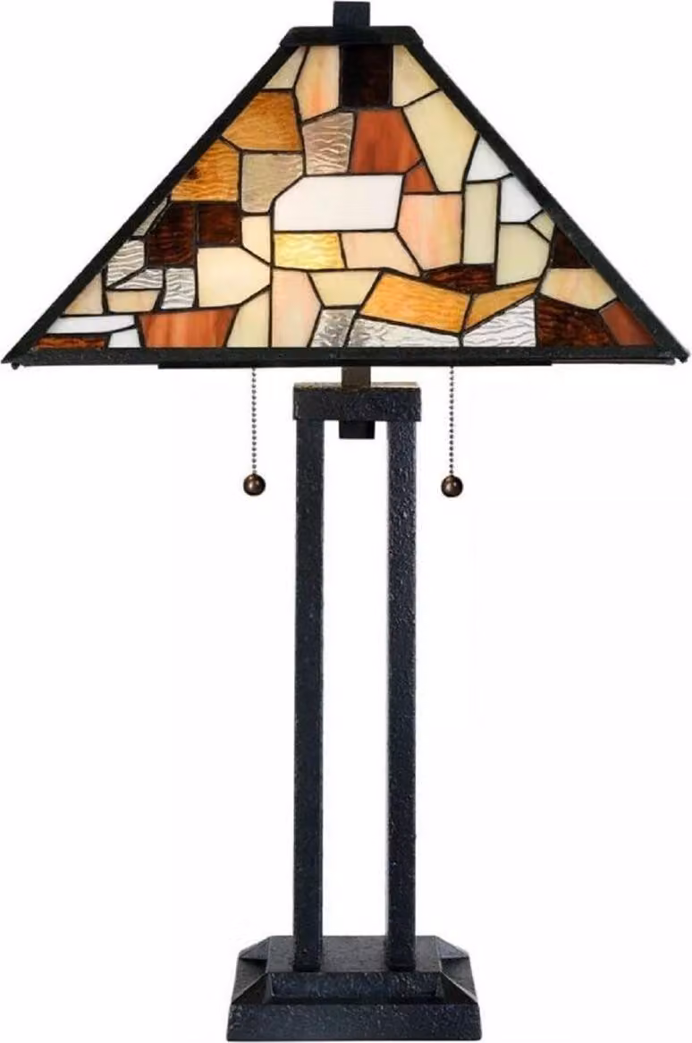 Casa Padrino Lampada da tavolo Tiffany Nero / Multicolore 43,5 x 43,5 x H. 73 cm - Lampada da tavolo Tiffany - Luci Tiffany - Interni - Luci - Luci Tiffany