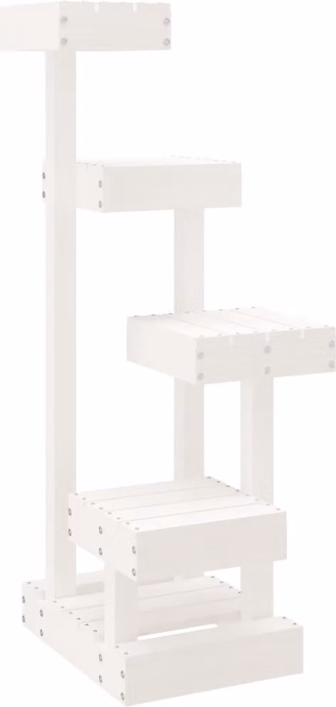 Albero per Gatti Bianco 45,5x49x103cm in Legno Massello di Pino