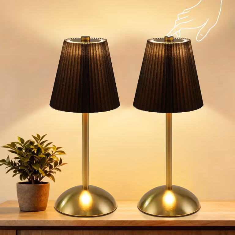 ZMH Lampada da tavolo a batteria Set di 2 Lampade da tavolo a batteria Touch Nero Lampada da camera da letto a 3 temperature di colore dimmerabile con USB Design in tessuto Lampada da interno per sala da pranzo