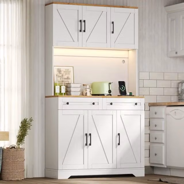 Mobile dispensa multiuso con ripiani ¨C Minimal ¨C Bianco legno 180x100x40